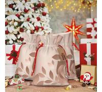 RLDOBOFE Sacs cadeaux de Noël avec cordon de serrage, papier peint or rose, sac cadeau de Noël en toile de jute pour Halloween, sacs à bonbons de Noël, sacs cadeaux de Noël réutilisables pour