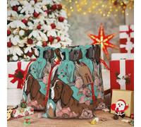 RLDOBOFE Sacs cadeaux de Noël avec cordon de serrage - Sac cadeau de Noël en toile de jute avec cordon de serrage pour Halloween, Noël, bonbons, sacs cadeaux de Noël réutilisables pour décorations de