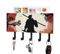 RLDOBOFE Samurai Porte-clés mural adhésif avec 5 crochets, sans perçage, pour salon, porte d'entrée, couloir, bureau