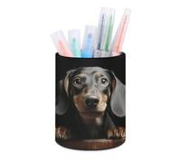 RLDOBOFE Support rond en cuir synthétique pour crayons, pinceaux de maquillage, accessoires de bureau, boîte de rangement pour bureau et maison