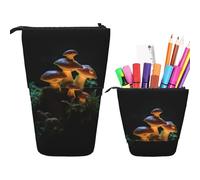 RLDOBOFE Trousse à crayons avec imprimé champignons dans l'obscurité - Boîte à crayons rétractable - Organiseur pour stylos - Sac de rangement - Sac de rangement pour le bureau - Cadeau de vacances