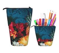 RLDOBOFE Trousse à crayons avec imprimé fleurs et ananas - Rétractable - Organiseur pour stylos - Sac de rangement pour le bureau - Cadeau de vacances