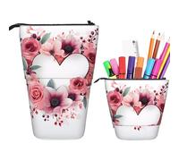 RLDOBOFE Trousse à crayons avec imprimé guirlande d'amour - Rétractable - Organisateur de crayons - Sac de rangement pour le bureau - Cadeau de vacances