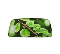 RLDOBOFE Trousse à crayons en cuir avec fermeture éclair et motif brindilles naturelles blanches, Or, One Size