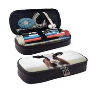 RLDOBOFE Trousse à crayons en cuir de grande capacité avec compartiments à double fermeture éclair pour homme et femme - Noir - Taille unique, Noir , Taille unique