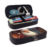 RLDOBOFE Trousse à crayons en cuir de grande capacité avec compartiments, double fermeture éclair, boîte à crayons haute définition pour homme et femme, cadeau de travail, noir, 1, Noir , Taille