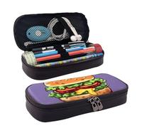 RLDOBOFE Trousse à crayons en cuir de grande capacité avec compartiments - Double fermeture éclair - Boîte à crayons pour homme et femme - Cadeau de bureau - Noir, Noir , Taille unique