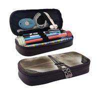 RLDOBOFE Trousse à crayons en cuir de grande capacité avec compartiments double fermeture éclair Paris Tour Eiffel Boîte à crayons Organisateur pour homme et femme Porte-crayons pour bureau Travail