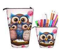 RLDOBOFE Trousse à crayons rétractable avec imprimé chouettes mignonnes - Organiseur pour stylos - Sac de rangement pour le bureau - Cadeau de vacances