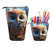 RLDOBOFE Trousse à crayons rétractable avec imprimé hibou mignon - Organiseur pour stylos - Sac de rangement pour le bureau - Cadeau de vacances
