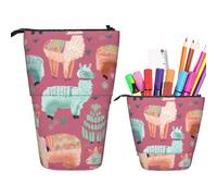 RLDOBOFE Trousse à crayons rétractable avec motif alpaga rose et imprimé - Organiseur pour stylos - Sac de rangement pour le bureau ou les vacances