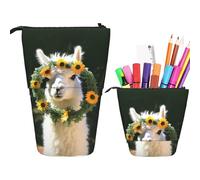 RLDOBOFE Trousse à crayons rétractable avec motif d'alpaga portant une guirlande - Organiseur de crayons - Sac de rangement pour le bureau - Cadeau de vacances