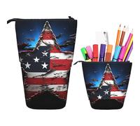 RLDOBOFE Trousse à crayons rétractable avec motif drapeau et étoiles - Pour le bureau, les vacances