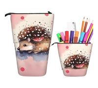 RLDOBOFE Trousse à crayons rétractable avec motif hérisson mignon imprimé aquarelle - Pour le bureau, les vacances