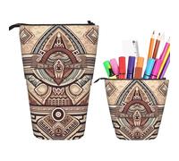 RLDOBOFE Trousse à crayons rétro avec illustration tribale - Rétractable - Organiseur - Sac de rangement pour le bureau - Cadeau de vacances