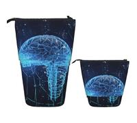RLDOBOFE Trousse à crayons télescopique sur pied, intelligence artificielle, cerveau, papeterie, porte-stylos télescopique, porte-crayons pop-up pour bureau, travail, cadeau de vacances, 7 × 14,5 cm,