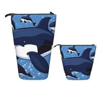 RLDOBOFE Trousse à crayons télescopique sur pied Motif hippocampe Bleu 7 x 14,5 cm, Orque bleu, Taille unique