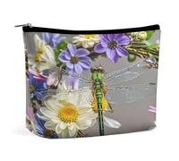 RLDOBOFE Trousse de maquillage avec image de libellule dans une couronne