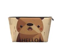 RLDOBOFE Trousse de toilette pour femmes et hommes - Trousse de maquillage de voyage « Hello Written on the Bear » - Organisateurs de maquillage, doré, Taille unique