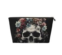 RLDOBOFE Trousse de toilette pour homme et femme - Trousse de maquillage de voyage - Motif tête de mort dans l'obscurité, doré, Taille unique