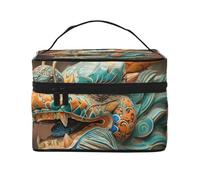 RLDOBOFE Trousse de toilette pour homme et femme - Trousse de maquillage de voyage - Organisateur de maquillage - Dragon bleu et blanc - Trousse de toilette à suspendre avec grande capacité pour les