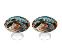 RLDOBOFE Turtle Starfish Lot de 2 poignées de tiroir rondes en acier inoxydable pour cuisine, chambre à coucher, restaurant, placard personnalisé