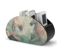 RLDOBOFE Two Horses in The Sky Organiseur de télécommande en cuir PU avec 5 compartiments - Multifonctionnel - Boîte de rangement pour brosses de bureau - Pour table de chevet