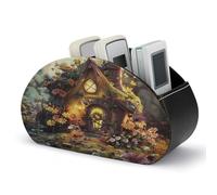 RLDOBOFE Une petite maison de conte de fées organisateur de télécommande en cuir PU de rangement 5 compartiments support de contrôleur multifonction boîte organisateur de brosse boîte de fournitures
