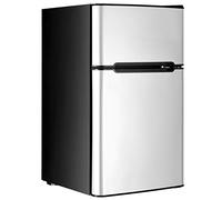 RLEAX4LIFE Frigo Réfrigérateur Rétro 90L Double Porte, Congélateur 27L, Refroidissement 0℃ à 10℃, Température de Congélateur -15℃, Bac Légumes, Compartiment Bouteilles (90L, Gris)