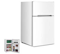 RLEAX4LIFE Frigo Réfrigérateur Rétro 90L Double Porte, Congélateur 27L, Refroidissement 0℃ à 10℃, Température de Congélateur -15℃, Bac Légumes, Compartiment Bouteilles (90L, Blanc)
