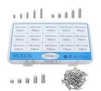 RLECS Lot de 390 vis de fixation argentées M3 M4 M5 en acier inoxydable 304 à tête hexagonale avec pointe conique pour matériel électroménager et équipement électronique
