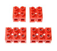 RLECS Lot de 4 borniers rouges à double rangée en nylon pour toutes les utilisations (2 x 2 positions + 2 x 3 positions)