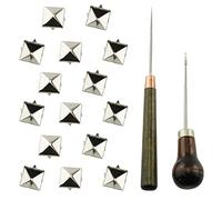 RLECS Lot de 500 rivets carrés à quatre mâchoires RLECS 10 x 10 mm en acier inoxydable argenté avec 2 poinçons droits, outil de bricolage