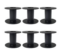 RLECS Lot de 6 bobines vides en plastique pour fil à broder, fil, ruban, travaux manuels et couture Noir 71 mm