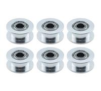 RLECS Lot de 6 poulies de courroie de distribution GT2 en aluminium argenté - 12 x 8,5 mm - Pour imprimante 3D, fraiseuses CNC, machines de façonnage d'engrenages