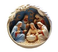 RLEHJN 5PCS Pendentif crèche de Noël, Pendentif Nativité en Bois, Deco Noel Décorations Noel Interieur Maison Noël pour Sapin Couronne Guirlande Noel, Ornement de Noël de la Nativité