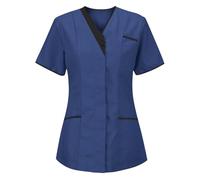 RLEHJN Blouse Medicale Femme Blouse Femme Manche Courte Chic Tunique Infirmiere Vêtements Médicals Tenue Aide Soignante Vente Flash du Jour Et Soldes Vêtements Soldes Nouveautés 2025