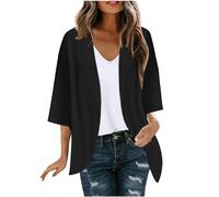 RLEHJN Cardigan Kimono D'Été À Manches Courtes Pour Femme Veste Décontracté Ouvert Sur Le Devant Cardigan Coupe Ample De Couleur Unie Surdimensionné Casual Léger Respirant Pour Plage Voyages