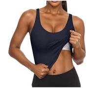 RLEHJN Debardeur Femme Débardeur Soutien Gorge Intégré Tank Top Elégant sans Manches Débardeur D'Été Simple Et Décontracté Unie Haut Coupe Slim Debardeurs Sport Tank Tops Extensibles Crop Pas Cher