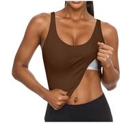 RLEHJN Debardeur Femme Débardeur Soutien Gorge Intégré Tank Top Elégant sans Manches Débardeur D'Été Simple Et Décontracté Unie Haut Coupe Slim Debardeurs Sport Tank Tops Extensibles Crop Pas Cher