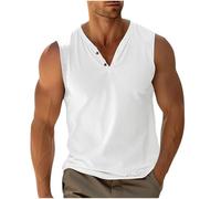 RLEHJN Debardeur Homme Ete T-Shirt sans Manches pour Homme Col V Haut Débardeurs Sport Tops Couleur Unie Gymnase T-Shirts Gilet De Sport Polyvalent Débardeur Ample Et Confortable Cadeaux Hommes