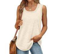 RLEHJN Débardeur Long Femme Basic Col Rond Hauts sans Manches Couleur Unie Sport Tee Shirt Tunique Plage Tank Top Ample Et Confortable Débardeurs D'Été Simple Et Casual Vêtements Solde