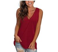 RLEHJN Débardeur Long Femme Pas Cher Camisole sans Manche Col en V Tank Top Couleur Unie Casual Ample Gilet Décontracté Sport Jogging Respirant Plage Tops Caraco Imitation Coton Deals of The Day