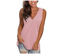 RLEHJN Débardeur Long Femme Pas Cher Camisole sans Manche Col en V Tank Top Couleur Unie Casual Ample Gilet Décontracté Sport Jogging Respirant Plage Tops Caraco Imitation Coton Deals of The Day