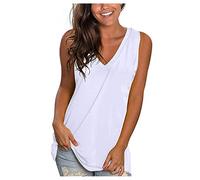 RLEHJN Débardeur Long Femme Pas Cher Camisole sans Manche Col en V Tank Top Couleur Unie Casual Ample Gilet Décontracté Sport Jogging Respirant Plage Tops Caraco Imitation Coton Deals of The Day