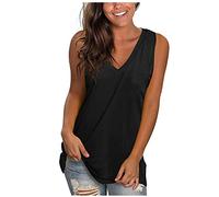 RLEHJN Débardeur Long Femme Pas Cher Camisole sans Manche Col en V Tank Top Couleur Unie Casual Ample Gilet Décontracté Sport Jogging Respirant Plage Tops Caraco Imitation Coton Deals of The Day