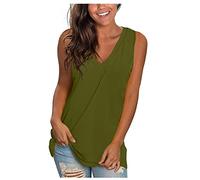 RLEHJN Débardeur Long Femme Pas Cher Camisole sans Manche Col en V Tank Top Couleur Unie Casual Ample Gilet Décontracté Sport Jogging Respirant Plage Tops Caraco Imitation Coton Deals of The Day
