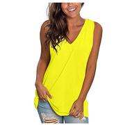 RLEHJN Débardeur Long Femme Pas Cher Camisole sans Manche Col en V Tank Top Couleur Unie Casual Ample Gilet Décontracté Sport Jogging Respirant Plage Tops Caraco Imitation Coton Deals of The Day