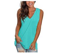 RLEHJN Débardeur Long Femme Pas Cher Camisole sans Manche Col en V Tank Top Couleur Unie Casual Ample Gilet Décontracté Sport Jogging Respirant Plage Tops Caraco Imitation Coton Deals of The Day