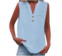 RLEHJN Débardeur Pour Femme Sans Manches En Lin Col En V T-Shirt D'Été En Lin Décontracté Basique Chemisier D'Été Léger Vêtements Soldes Femme Vente Flash Du Jour Et Soldes Cadeaux Fête Des Mères